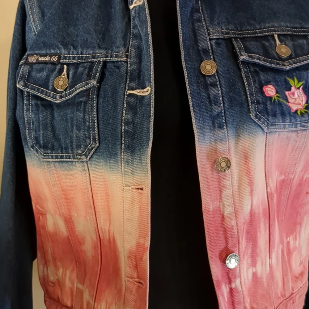 VINTAGE Route 66 Original Clothing Co. Girl's jean jacket with pink embr… - Picture 11 of 14
